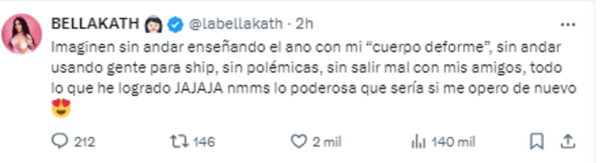 Bellakath arremetió contra Yeri Mua en X