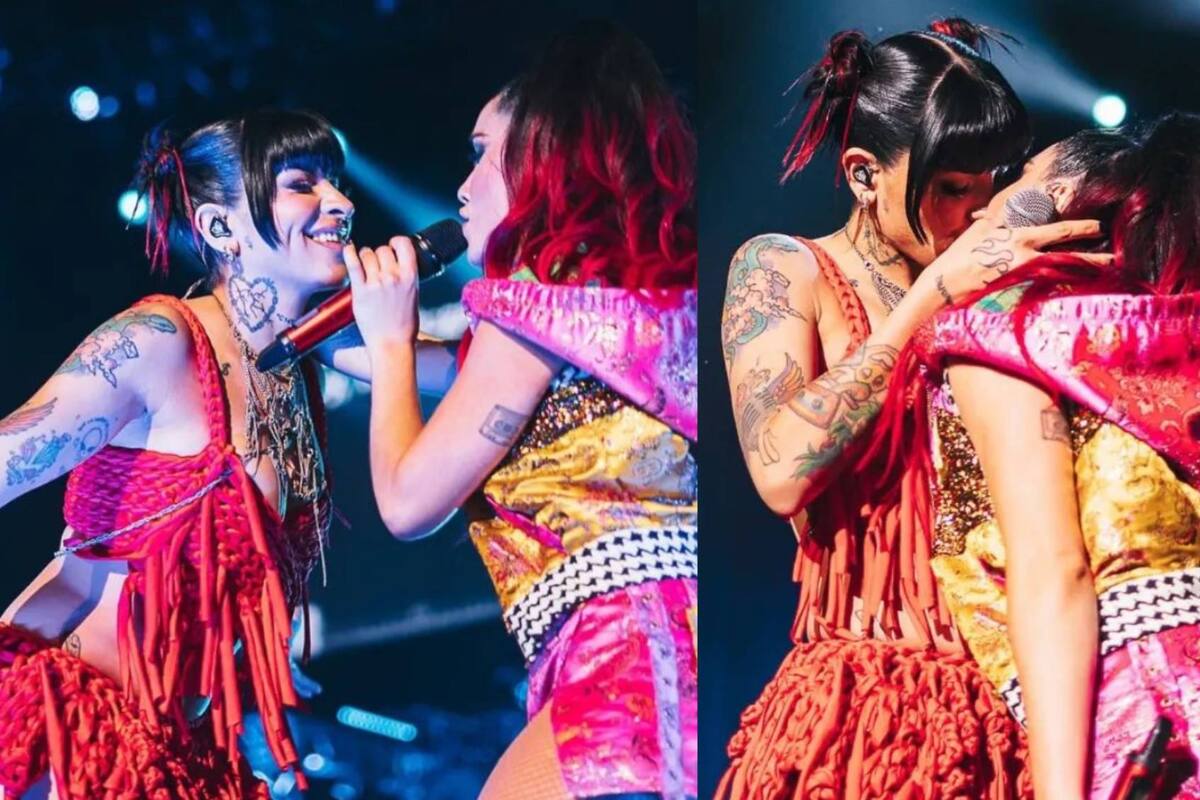 ¡Igual que Belinda!, Cazzu se besa con otra mujer durante concierto
