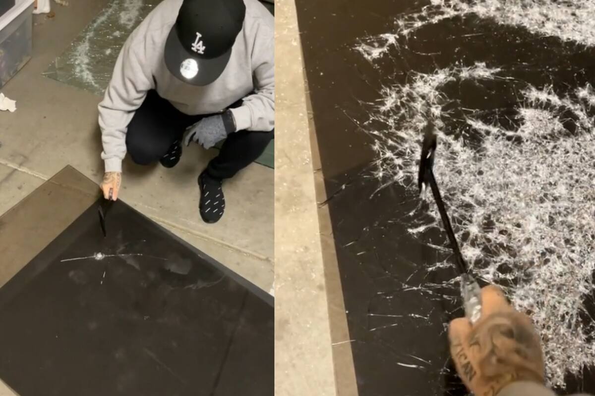 ¡El Rey!: Artista crea retrato de Vicente Fernández utilizando un vidrio