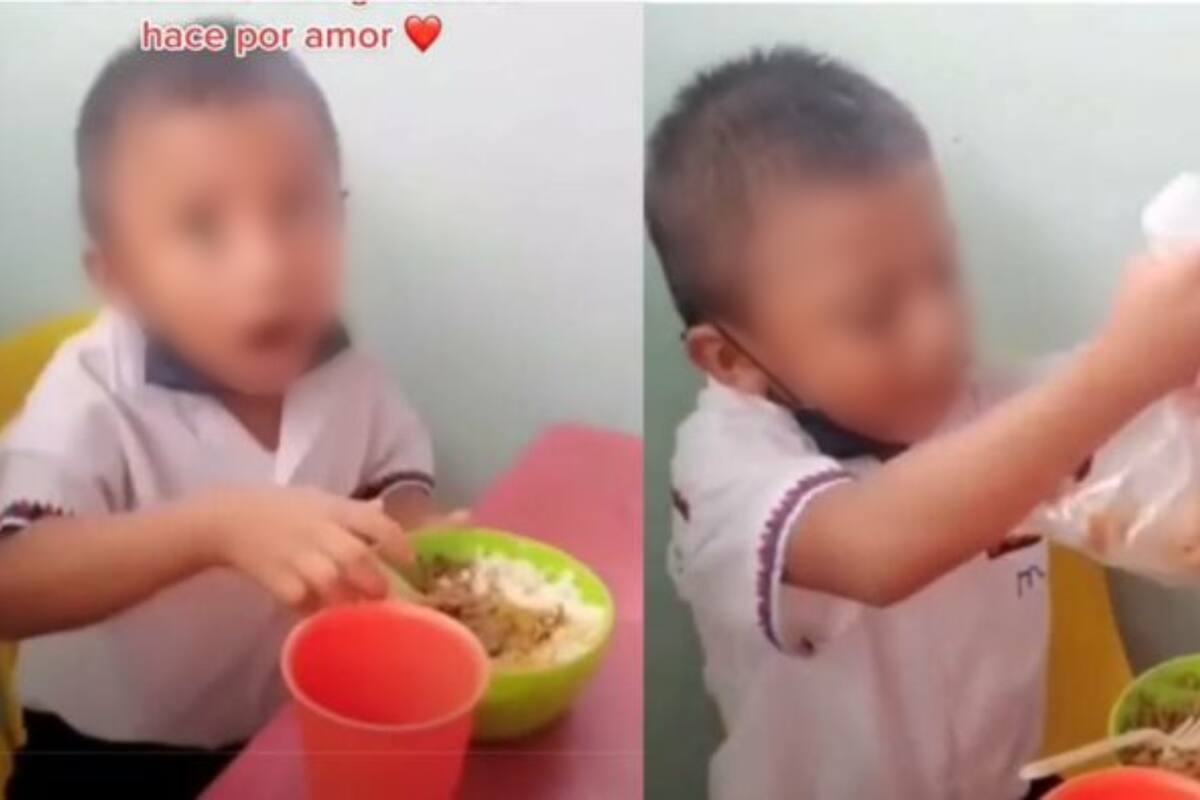 VIDEO VIRAL: ¡Buen hijo! Niño guarda un poco de su comida para dársela a su mamá