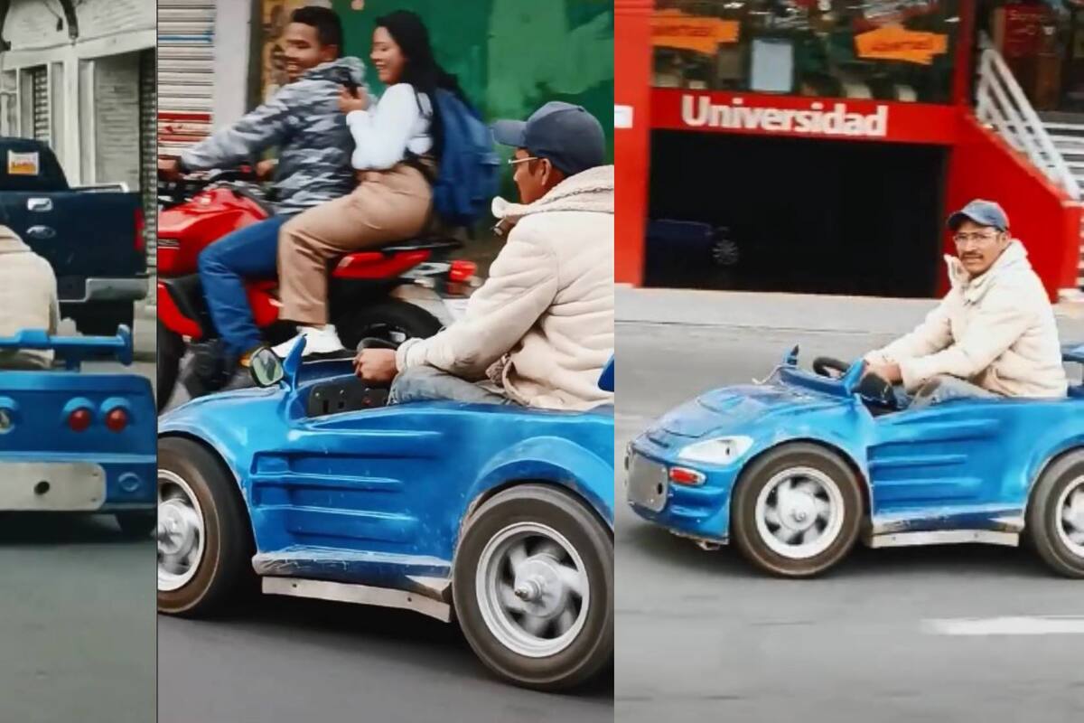 ¡México mágico! Hombre de Ecatepec usa miniauto para conducir por transitadas avenidas