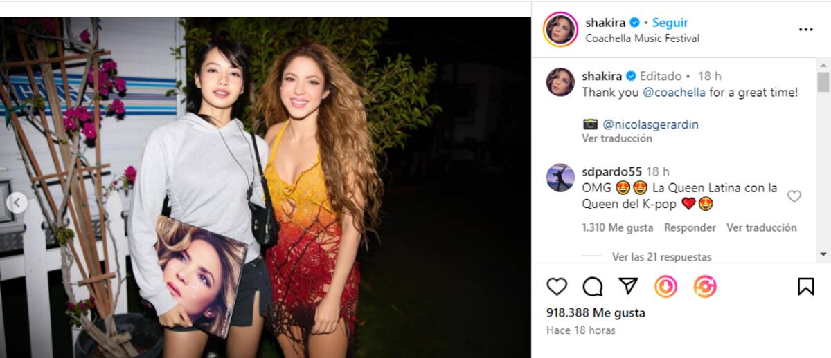 Shakira compartió una foto junto a Lisa de "Blackpink"