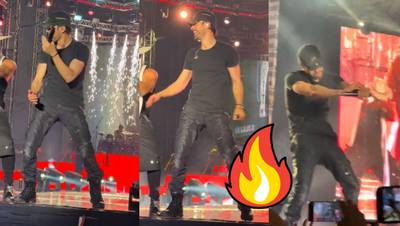 Enrique Iglesias emociona a sus fans de Puebla con sus pasos de baile.